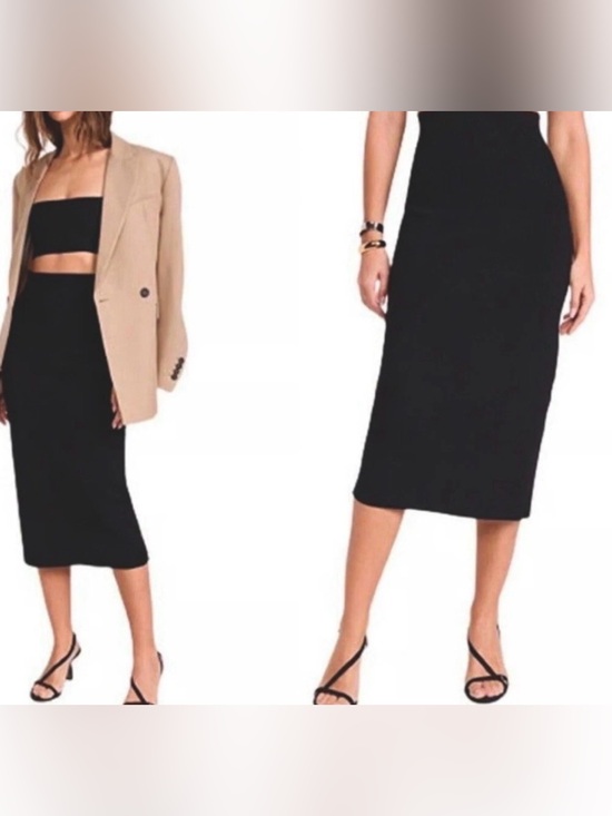 7 For All Mankind Dresses & Skirts - NWT 7 For All Mankind Ribbed Knit Midi Pencil Skirt Black Women’s Size Large